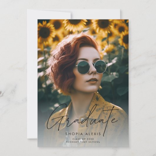 Moderne Kalligrafie Script 2 Foto Abschluss Ankündigung (Vorderseite)