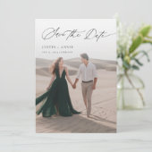 Moderne Kalligrafie Script 2 Foto Save the Date Einladung (Stehend Vorderseite)