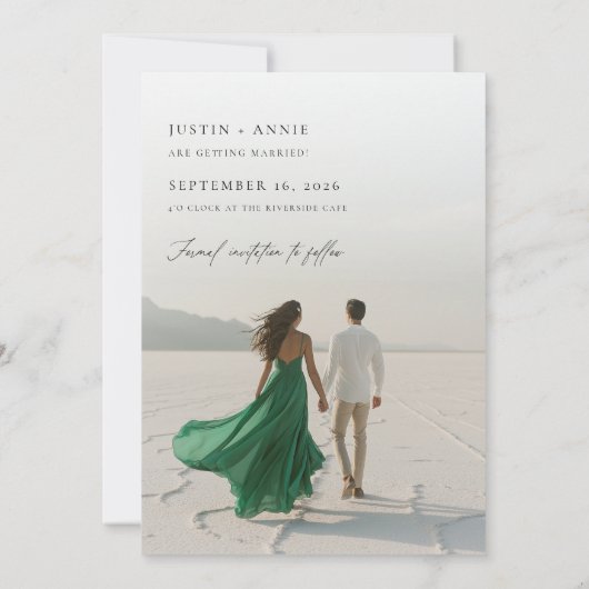 Moderne Kalligrafie Script 2 Foto Save the Date Einladung (Rückseite)