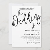 Moderne Kalligrafie Script Black & White Wedding Einladung (Vorderseite)
