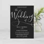 Moderne Kalligrafie Script Black & White Wedding i Einladung (Stehend Vorderseite)