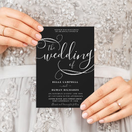 Moderne Kalligrafie Script Black & White Wedding i Einladung