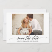 Moderne Kalligrafie Script Couple Foto Wedding Save The Date (Vorderseite)