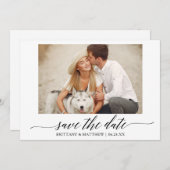 Moderne Kalligrafie Script Couple Foto Wedding Save The Date (Vorne/Hinten)