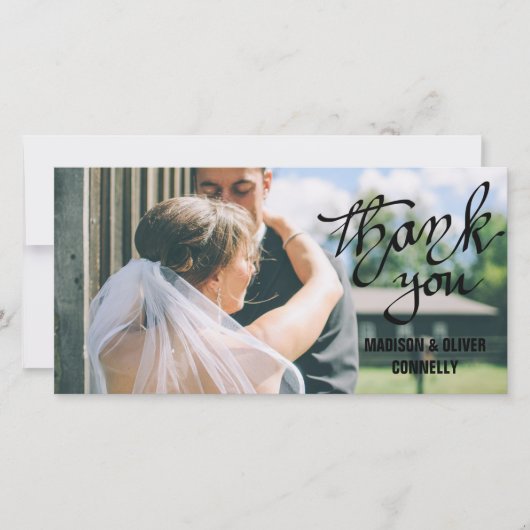 Moderne Kalligrafie Script Danke Hochzeit (Vorderseite)