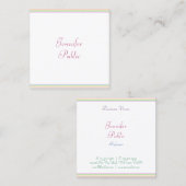 Moderne Kalligrafie Script farbenfroh gestreift Tr Quadratische Visitenkarte (Vorne/Hinten)