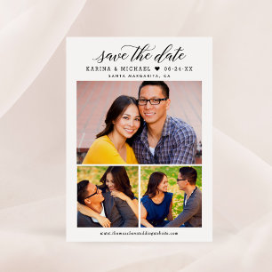 Moderne Kalligrafie Script Foto Collage Wedding Save The Date