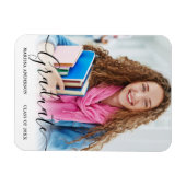 Moderne Kalligrafie Script Foto Grad Ankündigung Magnet (Horizontal)