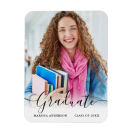 Moderne Kalligrafie Script Foto Grad Ankündigung Magnet