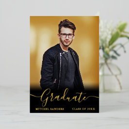 Moderne Kalligrafie Script Foto Grad Foil Card Bk Folieneinladung