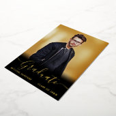 Moderne Kalligrafie Script Foto Grad Foil Card Bk Folieneinladung (Gedreht)
