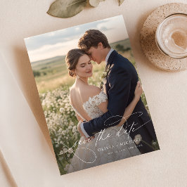 Moderne Kalligrafie-Script-Foto-Hochzeit Save The Date