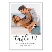 Moderne Kalligrafie-Script-Foto-Hochzeit Tischnummer (Vorderseite)