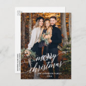 Moderne Kalligrafie Script Frohe Weihnachtszeit Fo Postkarte (Vorne/Hinten)