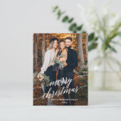 Moderne Kalligrafie Script Frohe Weihnachtszeit Fo Postkarte (Stehend Vorderseite)