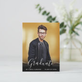 Moderne Kalligrafie Script Grad Foto Ankündigung Postkarte (Stehend Vorderseite)