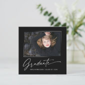 Moderne Kalligrafie Script Graduate Foto Square Ankündigung (Stehend Vorderseite)