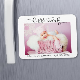 Moderne Kalligrafie Script Heart Hello Baby Magnet