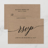 Moderne Kalligrafie Script Kraft Wedding Meal RSVP Karte (Vorne/Hinten)