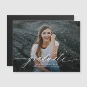 Moderne Kalligrafie Script Minimal Foto Abschluss Magneteinladung (Vorne/Hinten)