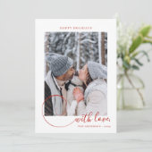 Moderne Kalligrafie Script Red 3 Foto Weihnachten (Stehend Vorderseite)