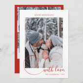 Moderne Kalligrafie Script Red 3 Foto Weihnachten (Vorne/Hinten)