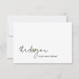 Moderne Kalligrafie Script Sage Green Heart Weddin Dankeskarte