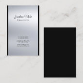 Moderne Kalligrafie Script Silver modische Luxe Visitenkarte (Vorne/Hinten)