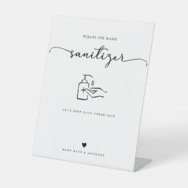 Moderne Kalligrafie Script Wedding Hand Sanitizer Sockelschild