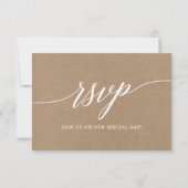 Moderne Kalligrafie Script Wedding Kraft Meal RSVP Karte (Vorderseite)