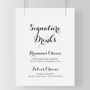 Moderne Kalligrafie Signature Drinks Schild