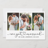 Moderne Kalligrafie - Skript 3 Foto Hochzeit Ankündigung (Vorderseite)