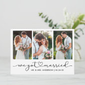 Moderne Kalligrafie - Skript 3 Foto Hochzeit Ankündigung (Stehend Vorderseite)