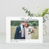 Moderne Kalligrafie - Skript 4 Foto Hochzeit Dankeskarte (Stehend Vorderseite)