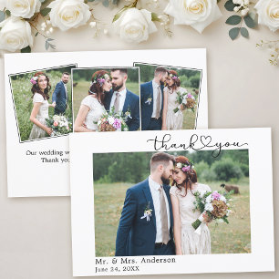 Moderne Kalligrafie - Skript 4 Foto Hochzeit Dankeskarte