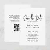 Moderne Kalligrafie-Skript-QR-Code-Hochzeit Save The Date (Vorne/Hinten)