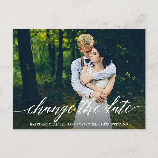 Moderne Kalligrafie-Skripte ändern das Date-Foto Postkarte (Vorderseite)