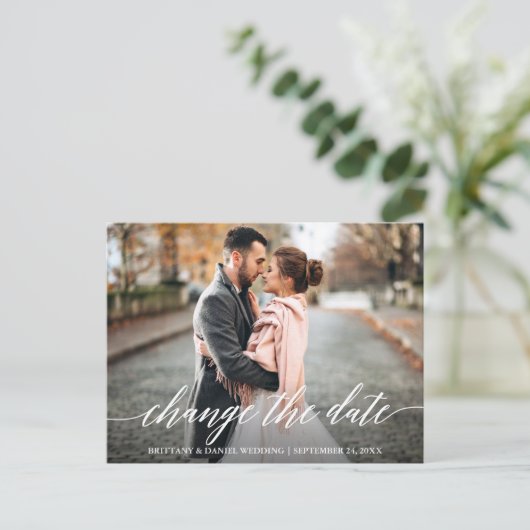 Moderne Kalligrafie-Skripte ändern das Datum des n Postkarte (Stehend Vorderseite)