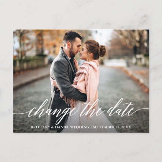 Moderne Kalligrafie-Skripte ändern das Datum des n Postkarte (Vorderseite)