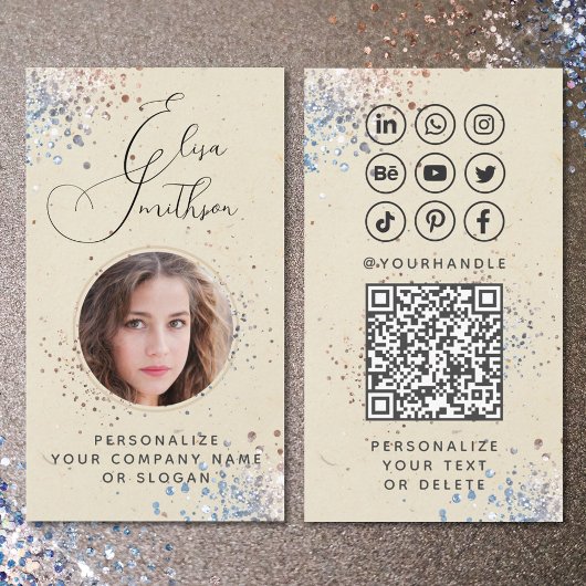 Moderne Kalligrafie Social Media QR Code Foto hinz Visitenkarte