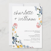 Moderne Kalligrafie Sommerhochzeit der Wildblume Einladung (Vorderseite)