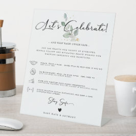 Moderne Kalligrafie Sozialschutz Hochzeitsgrün Sockelschild