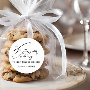 Moderne Kalligrafie Süßes Ende Hochzeitsgunst Runder Aufkleber