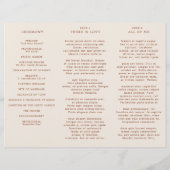 Moderne Kalligrafie Terracotta Boho Hochzeitsprogr (Rückseite)