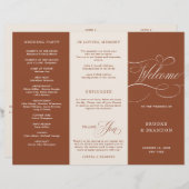 Moderne Kalligrafie Terracotta Boho Hochzeitsprogr (Vorne/Hinten)