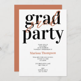 Moderne Kalligrafie Terracotta Graduation Party Einladung