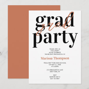 Moderne Kalligrafie Terracotta Graduation Party Einladung