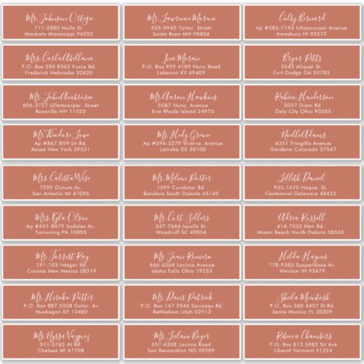 Moderne Kalligrafie Terracotta Wedding Aufkleber (Vorderseite)