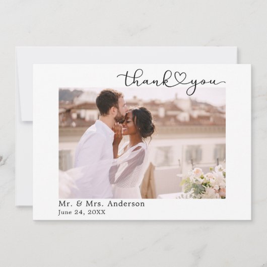 Moderne Kalligrafie-Tintenzeichnung Dankeskarte (Vorderseite)