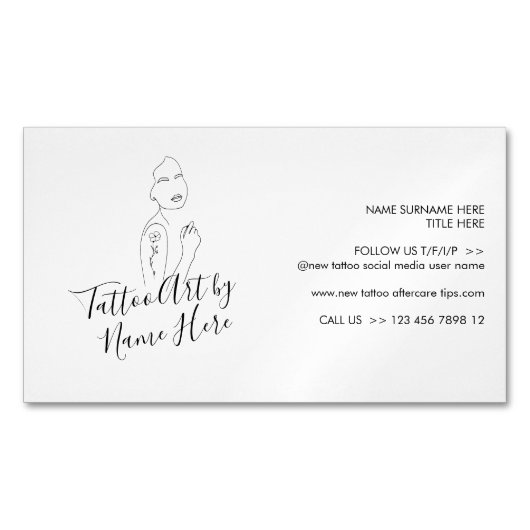 Moderne Kalligrafie-Typografie für Tattoos Magnetische Visitenkarte (Vorderseite)
